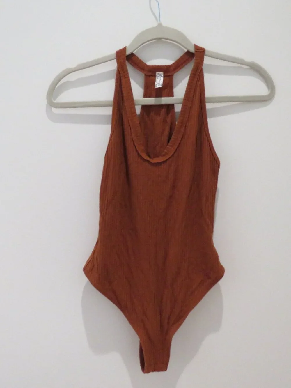 INTIMATELY FREE PEOPLE Speed Dial Bodysuit Bronze Brown Ribbed Small Minimalist - Picture 3 of 12